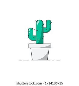 vector illustration cactus icon or logos flat design. cartoon style