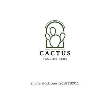 Ilustração vetorial do Cactus Logo Design. Design de logotipo de cacto premium