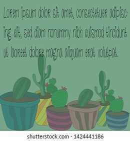 Vector illustration of cactus, lorem ipsum, background