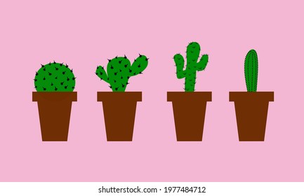 Vector illustration of a cactus on a pink background
