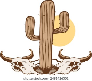 Ilustración vectorial Cactus Planta en el desierto