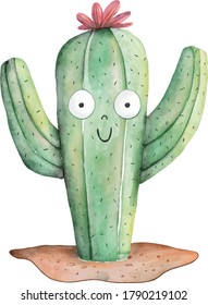vector illustration of cactus plant with pot.
