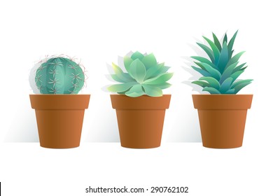 A vector illustration of cactus plant in pot on white background