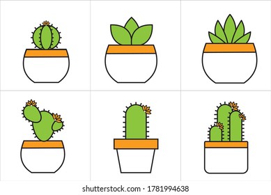vector illustration of a cactus pot