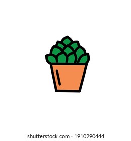 Ilustración vectorial de cactus en una olla