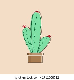 Ilustración vectorial de cactus en la cacerola