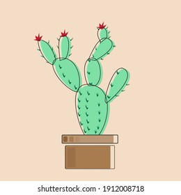 Vector illustration of cactus in pot