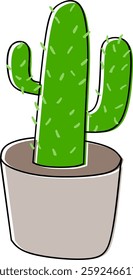 vector illustration of cactus in a pot