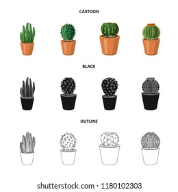 Vector illustration of cactus and pot icon. Collection of cactus and cacti vector icon for stock.