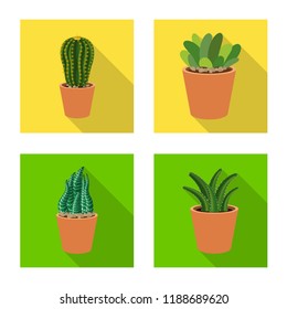 Vector illustration of cactus and pot icon. Collection of cactus and cacti stock symbol for web.