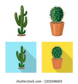 Vector illustration of cactus and pot icon. Collection of cactus and cacti stock vector illustration.