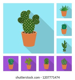 Vector illustration of cactus and pot icon. Collection of cactus and cacti stock symbol for web.