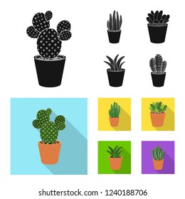 Vector illustration of cactus and pot icon. Collection of cactus and cacti stock symbol for web.