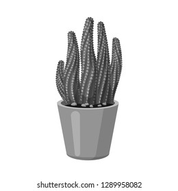 Vector illustration of cactus and pot icon. Set of cactus and cacti stock vector illustration.