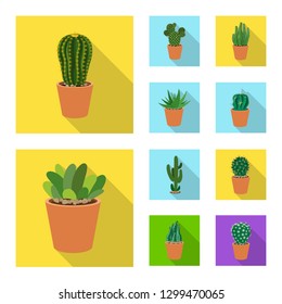 Vector illustration of cactus and pot icon. Collection of cactus and cacti stock symbol for web.