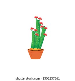 Vector Illustration Cactus Pot Icon