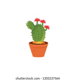 Vector Illustration Cactus Pot Icon