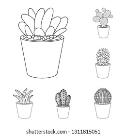 Vector illustration of cactus and pot icon. Collection of cactus and cacti stock symbol for web.