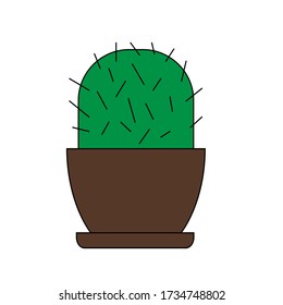 Vector illustration of a cactus in a pot, icon for design