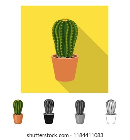 Vector illustration of cactus and pot logo. Set of cactus and cacti stock symbol for web.