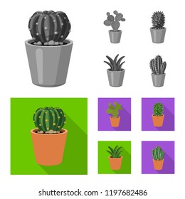 Vector illustration of cactus and pot logo. Set of cactus and cacti stock vector illustration.