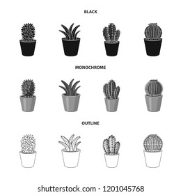 Vector illustration of cactus and pot logo. Set of cactus and cacti vector icon for stock.