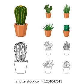 Vector illustration of cactus and pot logo. Collection of cactus and cacti stock symbol for web.