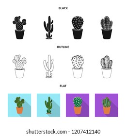 Vector illustration of cactus and pot logo. Collection of cactus and cacti stock symbol for web.