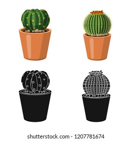 Vector illustration of cactus and pot logo. Set of cactus and cacti stock vector illustration.
