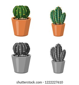 Vector illustration of cactus and pot logo. Collection of cactus and cacti stock symbol for web.
