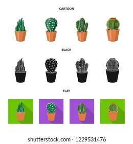 Vector illustration of cactus and pot logo. Set of cactus and cacti vector icon for stock.