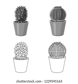 Vector illustration of cactus and pot logo. Set of cactus and cacti vector icon for stock.