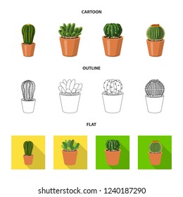 Vector illustration of cactus and pot logo. Collection of cactus and cacti vector icon for stock.