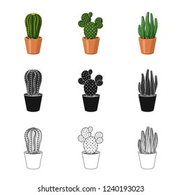 Vector illustration of cactus and pot logo. Collection of cactus and cacti vector icon for stock.