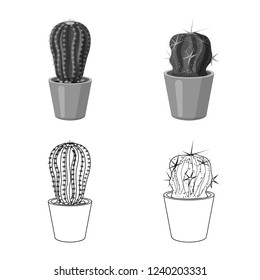 Vector illustration of cactus and pot logo. Collection of cactus and cacti stock symbol for web.