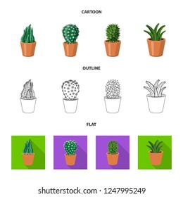 Vector illustration of cactus and pot logo. Set of cactus and cacti stock symbol for web.