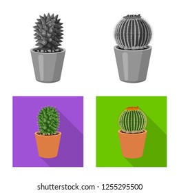 Vector illustration of cactus and pot logo. Set of cactus and cacti vector icon for stock.
