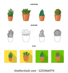 Vector illustration of cactus and pot logo. Set of cactus and cacti stock symbol for web.