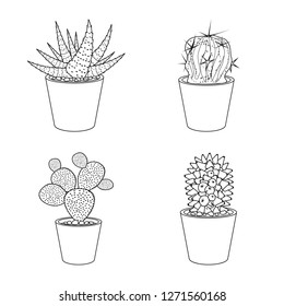 Vector illustration of cactus and pot logo. Set of cactus and cacti stock symbol for web.