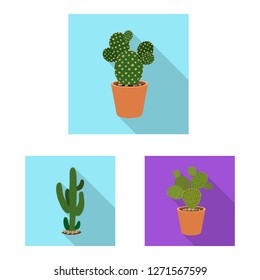 Vector illustration of cactus and pot logo. Collection of cactus and cacti vector icon for stock.