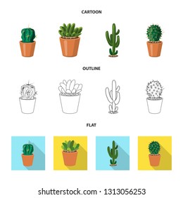 Vector illustration of cactus and pot logo. Collection of cactus and cacti vector icon for stock.