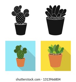 Vector illustration of cactus and pot logo. Set of cactus and cacti vector icon for stock.