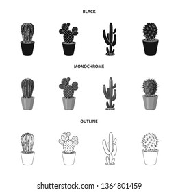 Vector illustration of cactus and pot logo. Collection of cactus and cacti vector icon for stock.