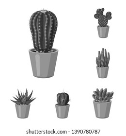 Vector illustration of cactus and pot logo. Collection of cactus and cacti stock vector illustration.