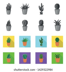 Vector illustration of cactus and pot logo. Collection of cactus and cacti vector icon for stock.