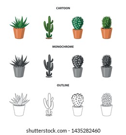 Vector illustration of cactus and pot logo. Collection of cactus and cacti stock vector illustration.