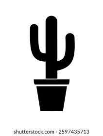 vector illustration of cactus in pot on white background
