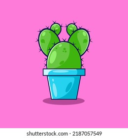 ilustración vectorial de un cactus en una olla, fondo rosado