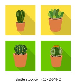 Vector illustration of cactus and pot sign. Collection of cactus and cacti stock symbol for web.