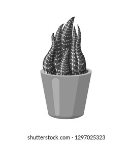 Vector illustration of cactus and pot sign. Set of cactus and cacti stock symbol for web.